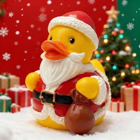 تمثال راتنج بطة عيد الميلاد - ديكور عطلة مرسوم يدويًا للشجرة والرف والطاولة، للنساء والأطفال وجامع البط (سانتا كلوز) in Kuwait