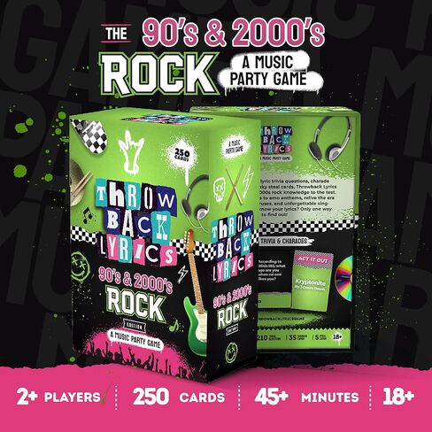 The 90s & 2000s Rock Music Trivia Game with Charades | Finish The Lyrics + Steal Cards | Includes Playlist & Stickers | Adult Party Game Night- 250 Cards in Saudi Arabia