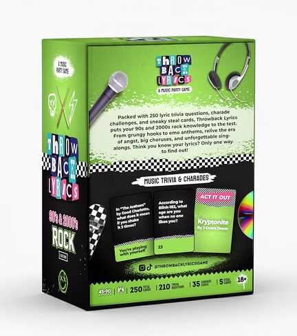The 90s & 2000s Rock Music Trivia Game with Charades | Finish The Lyrics + Steal Cards | Includes Playlist & Stickers | Adult Party Game Night- 250 Cards in Saudi Arabia