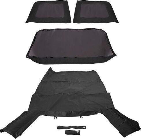 KUAFU استبدال علوي ناعم متوافق مع 2007-2009 Jeep Wrangler JK Unlimited 4 أبواب، أسود مع جوانب بلاستيكية ملونة ونوافذ دخان خلفية، سقف ناعم من الفينيل من قماش الشراع، لا يوجد جلود للباب العلوي in Saudi Arabia