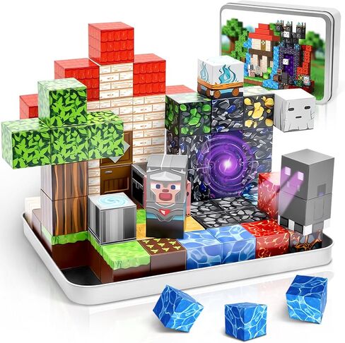 70 قطعة من مكعبات البناء المغناطيسية ألعاب السفر للأطفال من سن 4 إلى 8 سنوات، كتل مغناطيسية صغيرة لبوابة الغابات مع علبة حديدية، مجموعة مكعبات مغناطيسية محمولة لتعليم العلوم والتكنولوجيا والهندسة والرياضيات للأطفال الصغار من الأولاد والبنات من عمر 3 سنوات in Kuwait