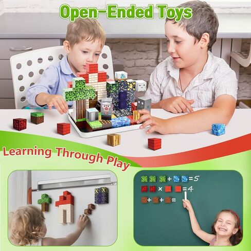 70 قطعة من مكعبات البناء المغناطيسية ألعاب السفر للأطفال من سن 4 إلى 8 سنوات، كتل مغناطيسية صغيرة لبوابة الغابات مع علبة حديدية، مجموعة مكعبات مغناطيسية محمولة لتعليم العلوم والتكنولوجيا والهندسة والرياضيات للأطفال الصغار من الأولاد والبنات من عمر 3 سنوات in Kuwait