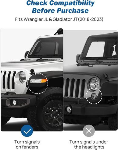 أبواب المرايا الحمراء JOYTUTUS معطلة متوافقة مع Wrangler JL Gladiator JT 2018-2023، مرايا جانبية Wrangler JL مع محول كروي رؤية أوسع لا اهتزاز وتمايل (لا تناسب 2024 Wrangler JL وJK) in Kuwait