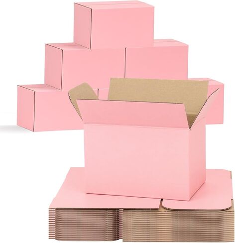 Pink Shipping Boxes Medium 10x7x6 Inches, 30 Pack Corrugated Cardboard Boxes for Packaging Small Business Mailing in Kuwait
