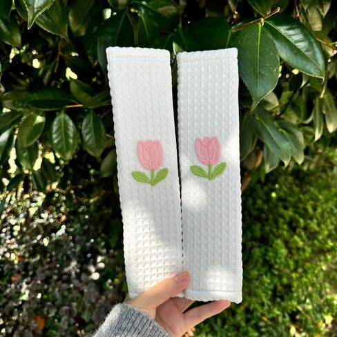 Cute Flowers Car Seat Belt Cover, Soft Seatbelt Cushion Pads, Shoulder Strap Protector, Car Accessories, Four Seasons Universal (2, Tulip) in Saudi Arabia