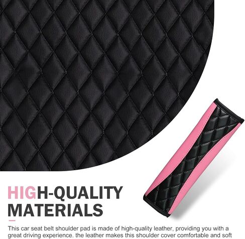 أغطية أحزمة مقعد السيارة، أغطية حزام الكتف من الجلد الناعم، وسادة قيادة مريحة لحزام الأمان تحمي رقبتك وكتفك متوافقة مع السيارة والشاحنة وسيارات الدفع الرباعي (وردي) in Kuwait