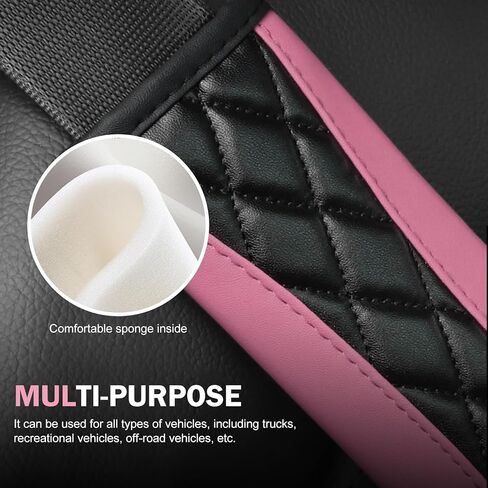 أغطية أحزمة مقعد السيارة، أغطية حزام الكتف من الجلد الناعم، وسادة قيادة مريحة لحزام الأمان تحمي رقبتك وكتفك متوافقة مع السيارة والشاحنة وسيارات الدفع الرباعي (وردي) in Kuwait