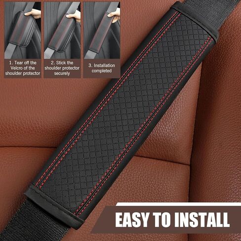 2PCS Car Seat Belt Cover Pad, Leather Seatbelt Shoulder Strap Covers, Soft Safety Strap Pads Protect Your Neck and Shoulder, Universal for Auto, SUV, Truck (Red) in Saudi Arabia