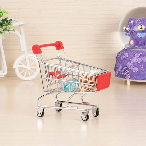 Mini Shopping Cart Ornament, Supermarket Handcart Shopping Utility Cart Mode Storage Toy in Saudi Arabia