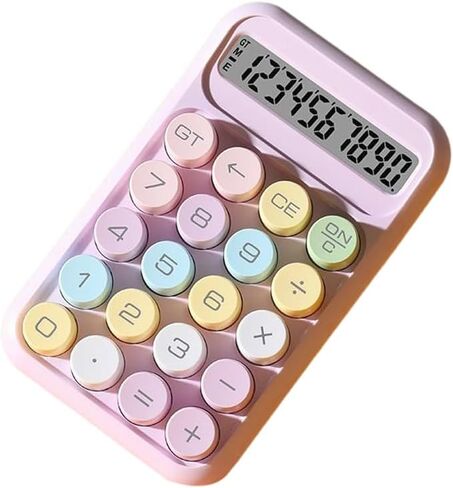 Colorful Mechanical Calculator (Compact Size) - 12 Digits Large Display, Desktop Calculator with Big Buttons, Cute Aesthetic for Desk Office - Purple in Saudi Arabia