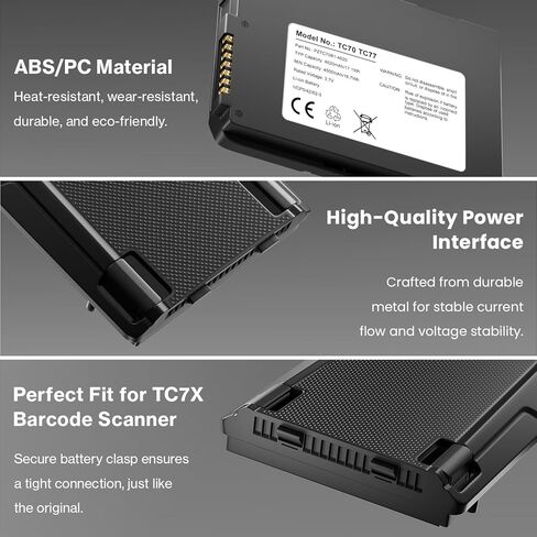 Replacement Battery for Zebra for Symbol TC77 TC70 TC75 TC72 TC70X TC75EK TC75AH TC75GK TC700H TC700K TC77HL TC75x TC720L TC75FK Handheld Barcode Scanner BTRY-TC7X-46MPP-01 / BT-000318 in Saudi Arabia