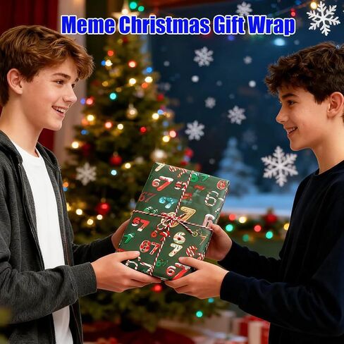2Pcs 67 Wrapping Paper Xmas,Funny Christmas Wrapping Paper Kids,6 7 Meme Christmas Gift Wrap for All Presents,Christmas Stocking Stuffer,Fun Holiday Wrap ping Paper for Xmas Gifts and Birthday Parties(Green+White) in Saudi Arabia