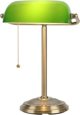 Bankers Lamp, Green Desk Lamp with Brass Finish, Classic Table Lamp with Pull Switch for Home, Office, Study (Green) in Saudi Arabia