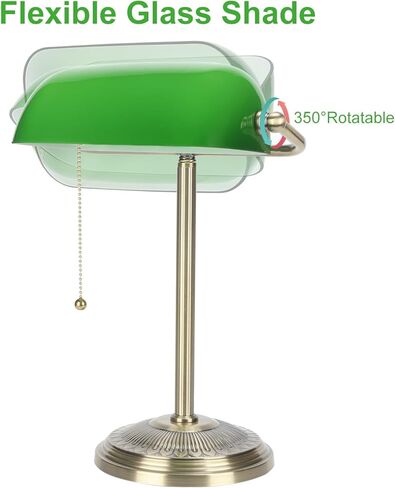 Bankers Lamp, Green Desk Lamp with Brass Finish, Classic Table Lamp with Pull Switch for Home, Office, Study (Green) in Saudi Arabia