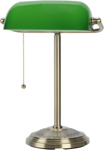 Bankers Lamp, Green Desk Lamp with Brass Finish, Classic Table Lamp with Pull Switch for Home, Office, Study (Green) in Saudi Arabia