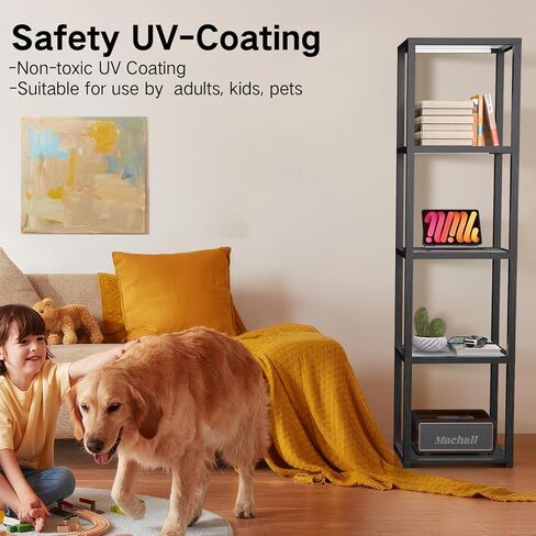 رف عرض زجاجي مقاس 67 بوصة من OUTON مع مصباح أرضي LED قابل للتعتيم، وخزانة عرض للمقتنيات مع جهاز تحكم عن بعد والتحكم في التطبيقات، ومصباح رف كتب مفتوح من 5 طبقات لغرفة المعيشة وغرفة النوم والمكتب وديكور المنزل، أسود in Kuwait