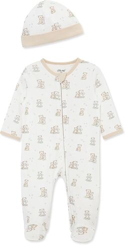 Little Me Baby Boy Clothes 2-Piece Baby Sleeper and Cap Set, 100% Cotton Footies Baby Essentials in Saudi Arabia