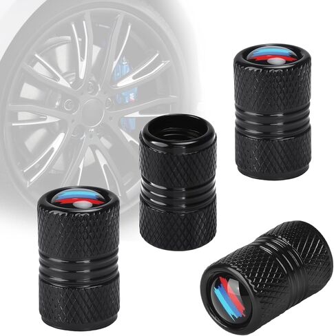 Tire Valve Stem Caps 4 Pack Compatible with BMW All Models | Premium Metal Car Accessories with 3 Color Stripe Design | 0.39" Inner | Diameter Universal Fit for Car SUV Truck Motorcycle in Saudi Arabia