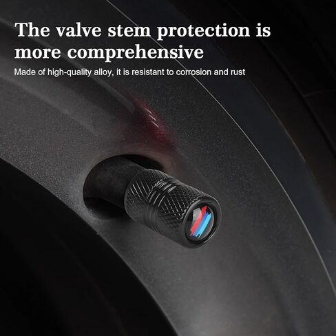 Tire Valve Stem Caps 4 Pack Compatible with BMW All Models | Premium Metal Car Accessories with 3 Color Stripe Design | 0.39" Inner | Diameter Universal Fit for Car SUV Truck Motorcycle in Saudi Arabia