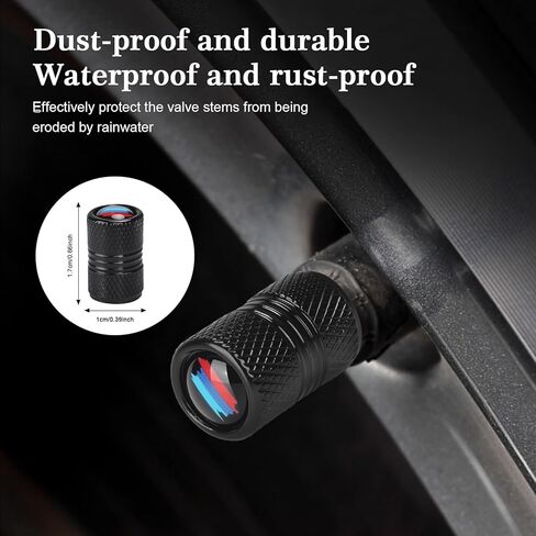 Tire Valve Stem Caps 4 Pack Compatible with BMW All Models | Premium Metal Car Accessories with 3 Color Stripe Design | 0.39" Inner | Diameter Universal Fit for Car SUV Truck Motorcycle in Saudi Arabia