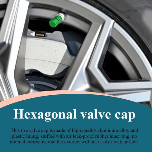 8PCS Car Tire Valve Stem Caps, Car Tire Caps, Aluminum Hexgon Style Vehicle Wheel Air Valve Covers, Universal Dustproof Car Exterior Accessories Suitable for SUV, Truck, Motorcycle, Bike in Saudi Arabia