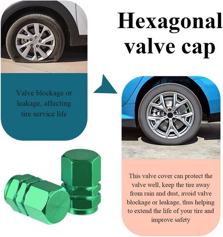 8PCS Car Tire Valve Stem Caps, Car Tire Caps, Aluminum Hexgon Style Vehicle Wheel Air Valve Covers, Universal Dustproof Car Exterior Accessories Suitable for SUV, Truck, Motorcycle, Bike in Saudi Arabia