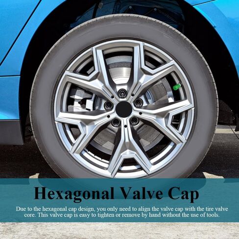 8PCS Car Tire Valve Stem Caps, Car Tire Caps, Aluminum Hexgon Style Vehicle Wheel Air Valve Covers, Universal Dustproof Car Exterior Accessories Suitable for SUV, Truck, Motorcycle, Bike in Saudi Arabia