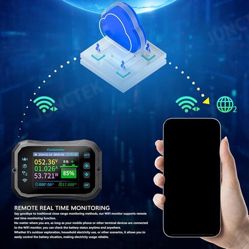 شاشة بطارية WiF مع تحويلة، مراقبة عن بعد، شاشة عالية الدقة 2.4 بوصة، قياسات متعددة المعلمات، تذكير مدمج، توافق واسع للبطارية in Saudi Arabia