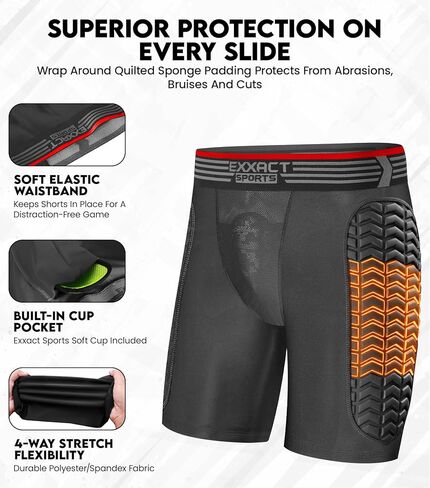 شورت البيسبول الرجالي الرياضي Exxact Sports مع كوب رياضي ناعم، شورت ضغط مبطن قابل للتنفس لكرة البيسبول اللينة in Saudi Arabia
