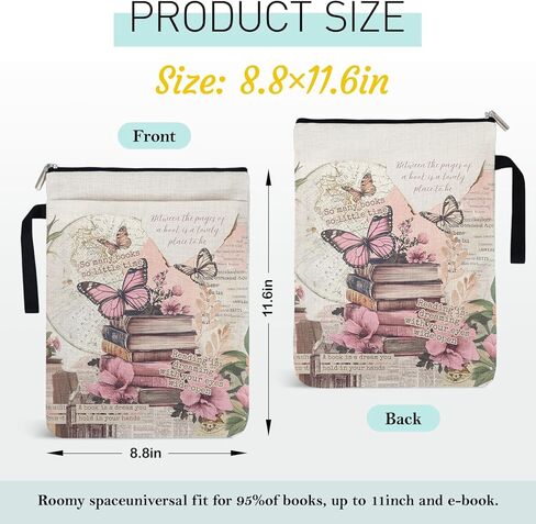 Butterfly Retro Book Sleeve - Y2K Aesthetic Sleeve for Paperbacks, Zippered 9x12 Protector Carry Handle Book Club Essential & Book Lovers Gifts in Saudi Arabia