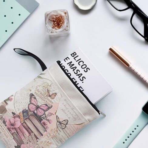Butterfly Retro Book Sleeve - Y2K Aesthetic Sleeve for Paperbacks, Zippered 9x12 Protector Carry Handle Book Club Essential & Book Lovers Gifts in Saudi Arabia