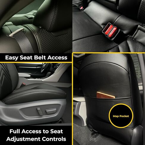 أغطية مقاعد هايلاندر مناسبة خصيصًا لسيارة Toyota Highlander LE وXLE وXSE 2020 2021 2022 2023 2024 2025 من جلد البولي يوريثان الفاخر - 3 صفوف مجموعة كاملة من واقي مقعد السيارة المقاوم للماء باللون الأسود الماسي in Kuwait