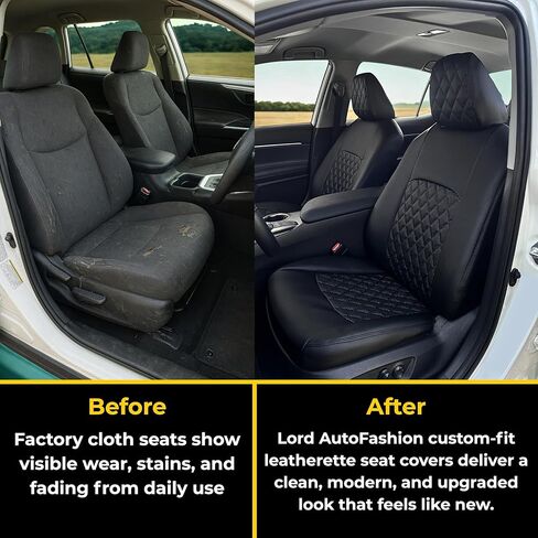 أغطية مقاعد هايلاندر مناسبة خصيصًا لسيارة Toyota Highlander LE وXLE وXSE 2020 2021 2022 2023 2024 2025 من جلد البولي يوريثان الفاخر - 3 صفوف مجموعة كاملة من واقي مقعد السيارة المقاوم للماء باللون الأسود الماسي in Kuwait