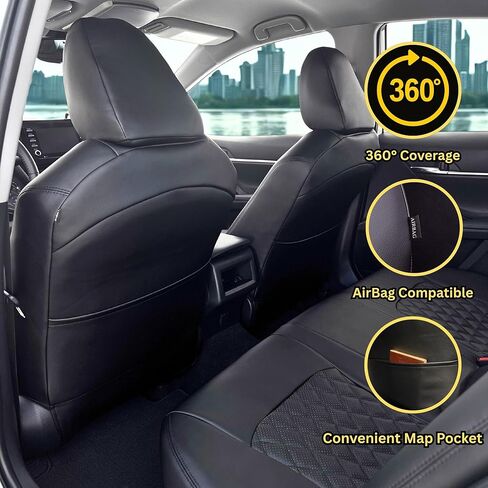أغطية مقاعد هايلاندر مناسبة خصيصًا لسيارة Toyota Highlander LE وXLE وXSE 2020 2021 2022 2023 2024 2025 من جلد البولي يوريثان الفاخر - 3 صفوف مجموعة كاملة من واقي مقعد السيارة المقاوم للماء باللون الأسود الماسي in Kuwait