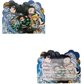 Demon Slayer Birthday Invitation Cards 20Packs Demon Slayer Invitation Cards for Kids Demon Slayer Birthday Party Supplies