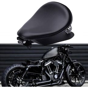 DREAMIZER Motorcycle Seat Single Solo Seat PU Leather Compatible with Sportster Iron 883 1200 Chopper Bobber Cafe Racer - Black，Checkered