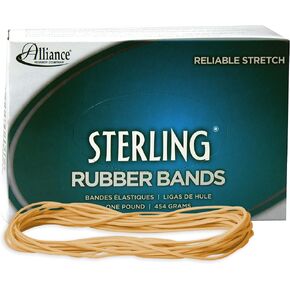 Alliance Rubber 24255 Sterling Rubber Bands Size #117A, 1 lb Box Contains Approx. 500 Bands (7" x 1/16", Natural Crepe) Beige