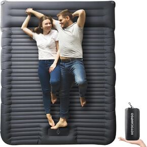 Double Sleeping Pad, Self Inflating 2 Person Camping Mat Extra Thick Ultralight Inflatable Camping Pad with Pillow Built-in Foot Pump for Camping Hiking Backpacking Tent Traveling