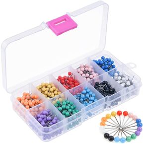 KUUQA 1000 Pieces 1/8 inch Map Push Pins Map Tacks Thumbtacks with Plastic Round Heads and Steel Needle Points