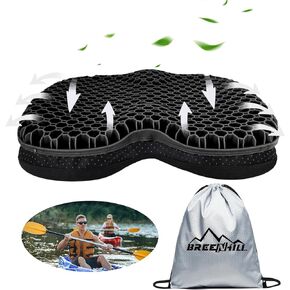 BREENHILL Anti Slip Kayak Gel Seat Cushion Thick Waterproof Egg Seat Cushion Kayak Seat Pad with Non-Slip Cover for Sit in Kayak Inflatable Kayak Canoe & Boat Kayak Accessories for Fishing Kayak