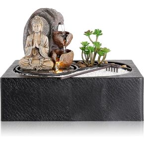 Dyna-Living Indoor Water Fountains Tabletop Water Fountain with Pump Zen Garden Relaxation Desk Waterfall Fountain Indoor Small Fountain for Zen Room Decor