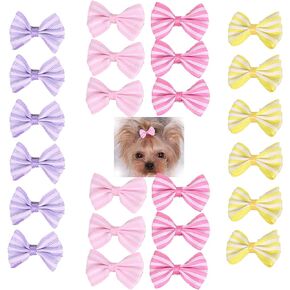 aoozleny Pet Hair Clips, Bowknot Bows Dots Pet Hair Clips for Cats Dog Puppy,Random Color,24PCS