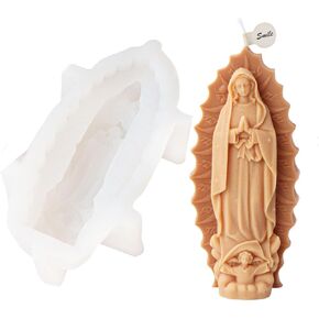 Virgin Mary Candle Soap Mold, Virgin Mother Mary Silicone Mold for Fondant, Sculpture, Gypsum, Resin Art, Home Decor (A)