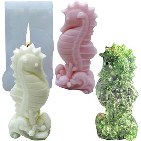 ZQYSING Sea Candle Molds, Seahorse Silicone Molds for Hippocampus Candle, Soap, Epoxy Resin Casting Ocean Style Handmade Gift