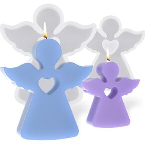 Cute Angel Silicone Heart Angel Candle Molds for Resin Concrete Plaster Epoxy Molds Home Decor Gifts