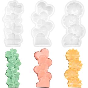 Tofficu 3 Pcs Candle Molds for Diy Candle and Soap Making, Flower Silicone Molds for Scented Candles, Desserts, and Cakes, Wax Melter for Candle Making, Assorted Colors, 5.11 X 2.36 X 1.18 Inches