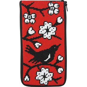 Alice Peterson Stitch & Zip Eyeglass Case - Blackbird Needlepoint Kit - 3.5" x 7" - Adult