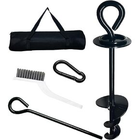 Heavy Duty Dog Tie Out Stakes for Yard, RV Dog Leash, Outdoor, Beach Anchor, for Large Dogs Camping Essentials, 190 Lbs 360° Anti-Knotting Connection Loop (2PS)