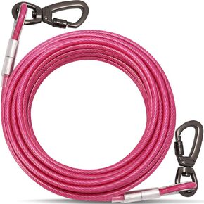 Crazy Felix Dog Tie Out Cable, Dog Leads for Yard with Alloy Buckles and Steel Welded Clamp, 10/20/30/50FT Dog Chains for Outside, Dog Leash Cable for Small, Medium and Large Dogs Up to 250LBs