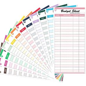 Homtable 120 Pieces Expense Tracker Budget Sheets Money Trackers for Cash Budget Binder Envelopes Inserts and Budget Planner(6.42 x 3.15 inches) (Multicolored)